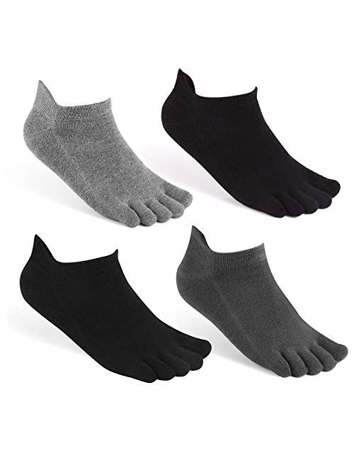 Meaiguo Toe Socks No Show Running Five Finger Socks for Men Women 3-4 Pack