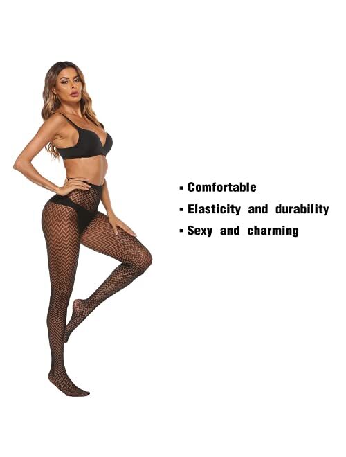 MANZI Patterned Tights for Women Fishnet Stocking(Pack of 4)