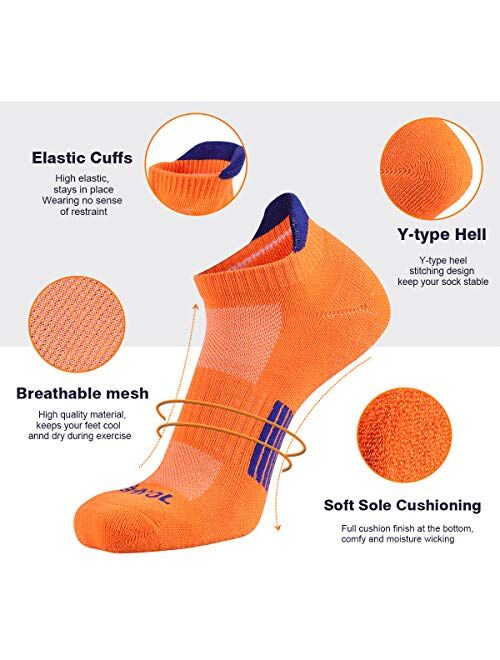 JOYNEE JOYNÉE Men’s Athletic Socks Low Cut Cushion Running Socks Breathable Comfort for Sports 6 Pack