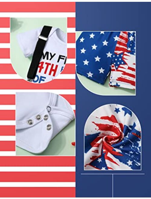 Agapeng Baby Boy My First 4th of July Outfits Newborn Infant Boy Clothes Short Sleeve Summer Romper American Flag Suspender Shorts