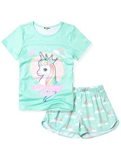 Pajamas Sets for Girls Unicorn Pjs Little Kids Summer Cotton Sleepwear