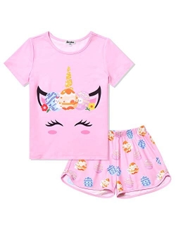 Girls Unicorn/Mermaid/Flamingo Pajamas Kids Cotton Pjs Set Sleepwear 3-13Years