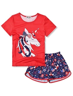 Girls Unicorn/Mermaid/Flamingo Pajamas Kids Cotton Pjs Set Sleepwear 3-13Years