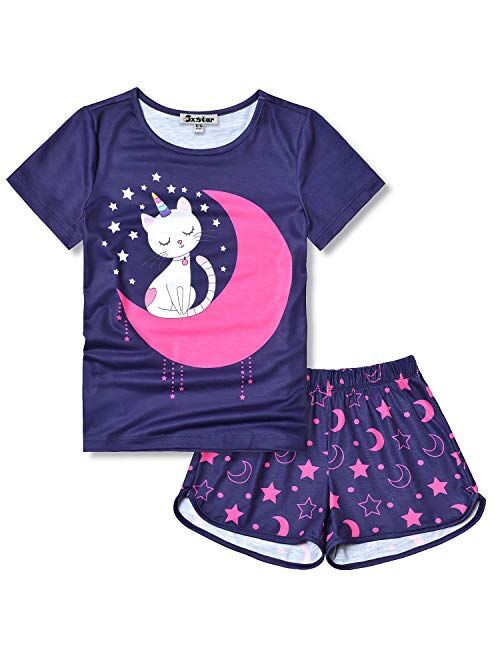 Jxstar Girls Unicorn/Mermaid/Flamingo Pajamas Kids Cotton Pjs Set Sleepwear 3-13Years …