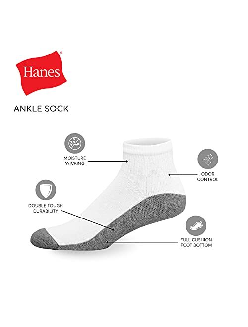 Hanes Men's Max Cushion Ankle Socks, 6-Pair Pack