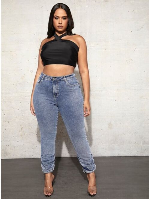 Shein Plus High Waist Stacked Jeans