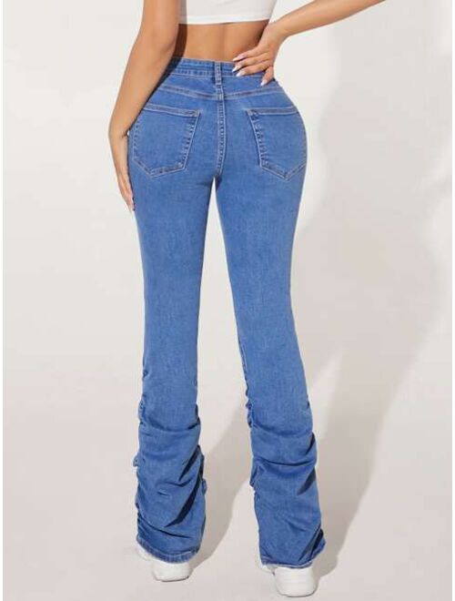 SHEIN PETITE Slant Pocket Stacked Jeans