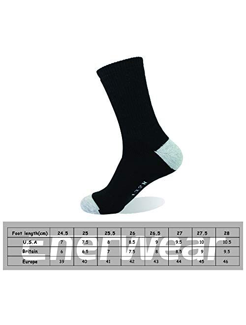 Enerwear Men's Cotton Moisture Wicking Heavy Cushion Crew Socks 10P/6P Pack