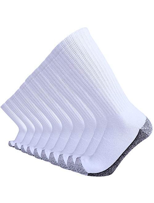 Enerwear Men's Cotton Moisture Wicking Heavy Cushion Crew Socks 10P/6P Pack