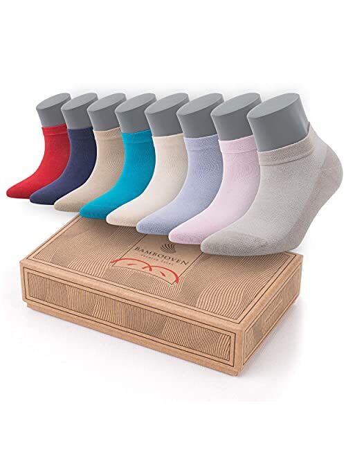 BAMBOOVEN Women's Premium Bamboo Ankle Casual Socks 8 Pairs (Mixed Color)