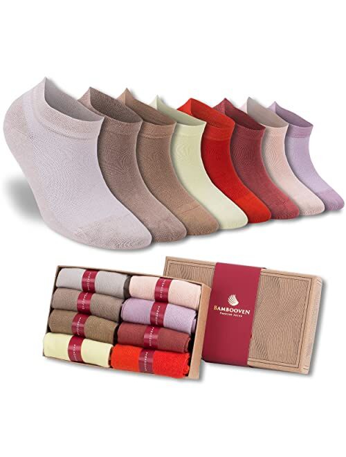 BAMBOOVEN Women's Premium Bamboo Ankle Casual Socks 8 Pairs (Mixed Color)