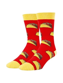 HAPPYPOP Men's Funny Taco Pickle Dill Donut Socks Crazy Food Socks for Food Lover