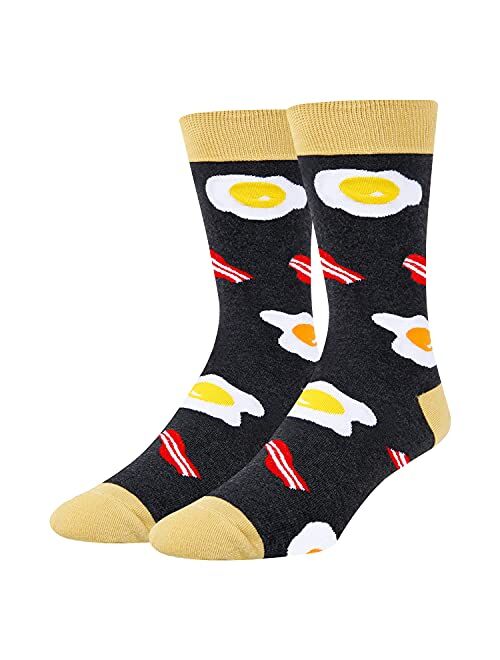 HAPPYPOP Men's Funny Taco Pickle Dill Donut Socks Crazy Food Socks for Food Lover