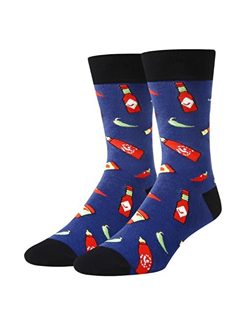 HAPPYPOP Men's Funny Taco Pickle Dill Donut Socks Crazy Food Socks for Food Lover