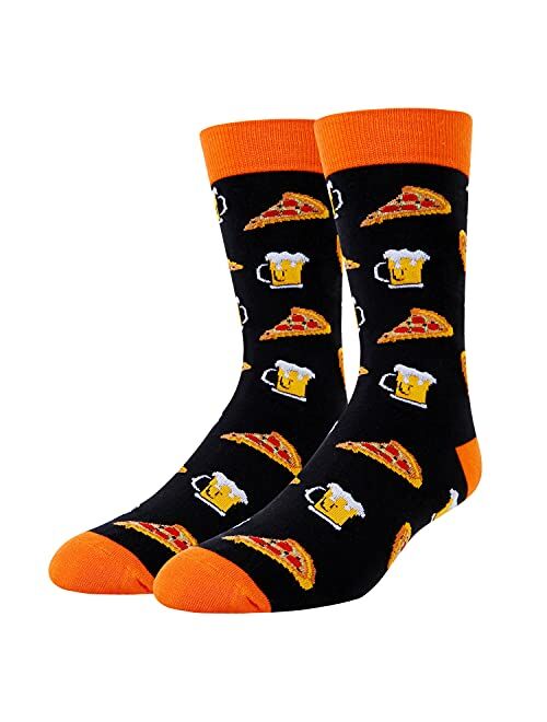 HAPPYPOP Men's Funny Taco Pickle Dill Donut Socks Crazy Food Socks for Food Lover