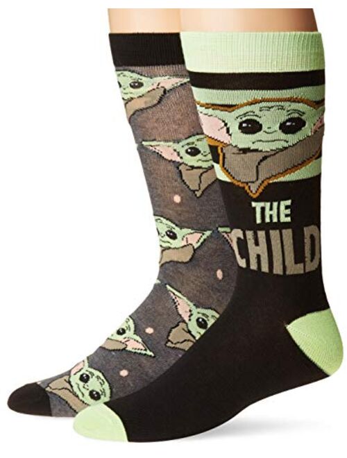 Star Wars Mandalorian The Child Baby Yoda Men's 2 Pack Crew Socks