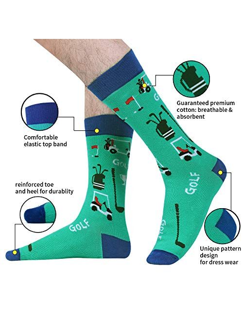 Belloxis Golf Wolf Gifts for Men, 3 Packs Golf Wolf Socks Funny Fun Socks