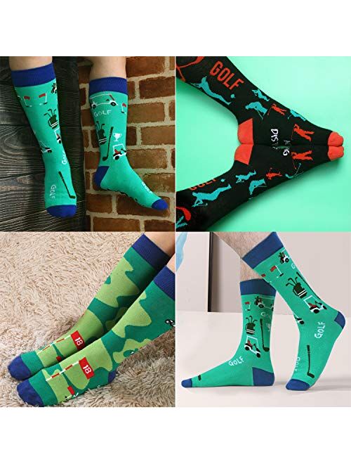 Belloxis Golf Wolf Gifts for Men, 3 Packs Golf Wolf Socks Funny Fun Socks