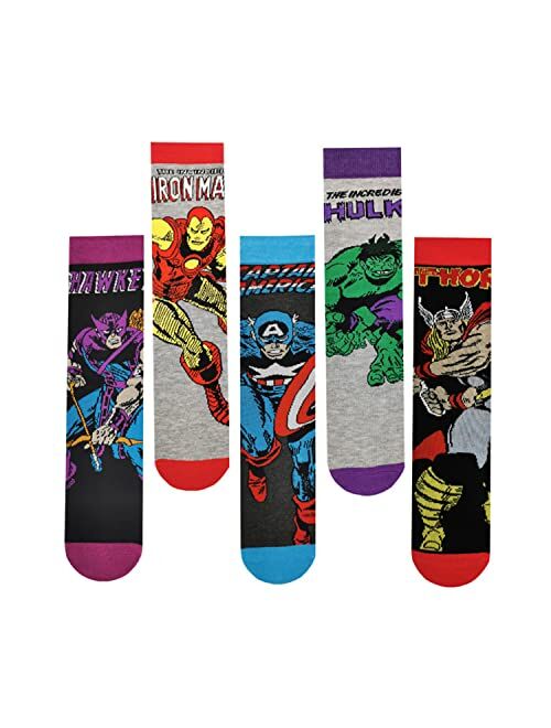 SIDIMELO 5-Pack Funny Funky Novelty Colorful Superhero Character Dress Socks for Men,US Size 10-13