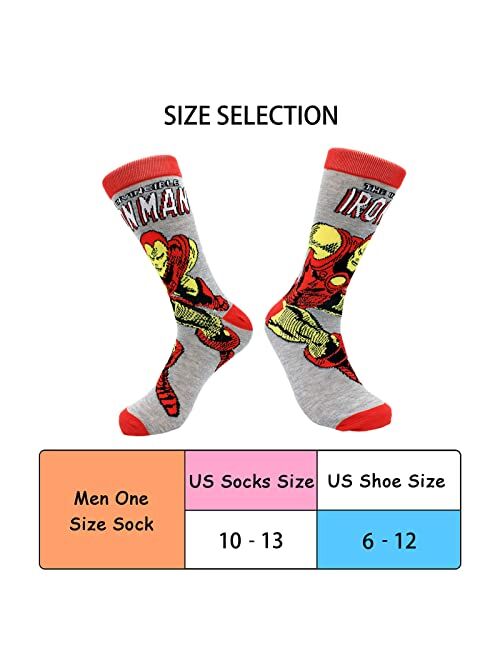 SIDIMELO 5-Pack Funny Funky Novelty Colorful Superhero Character Dress Socks for Men,US Size 10-13