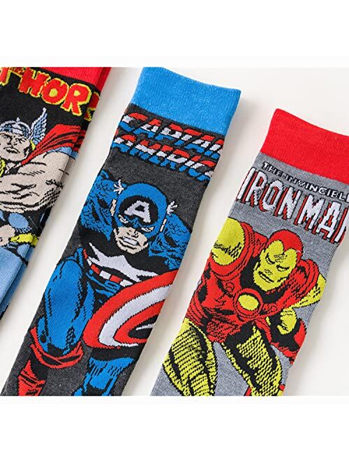 SIDIMELO 5-Pack Funny Funky Novelty Colorful Superhero Character Dress Socks for Men,US Size 10-13