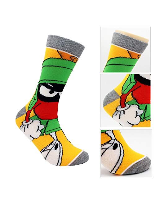 Brandless Casual Patterned Crew Socks Pack(5 Pairs) Funny Crazy Novelty Comics Cotton Socks for Men Women