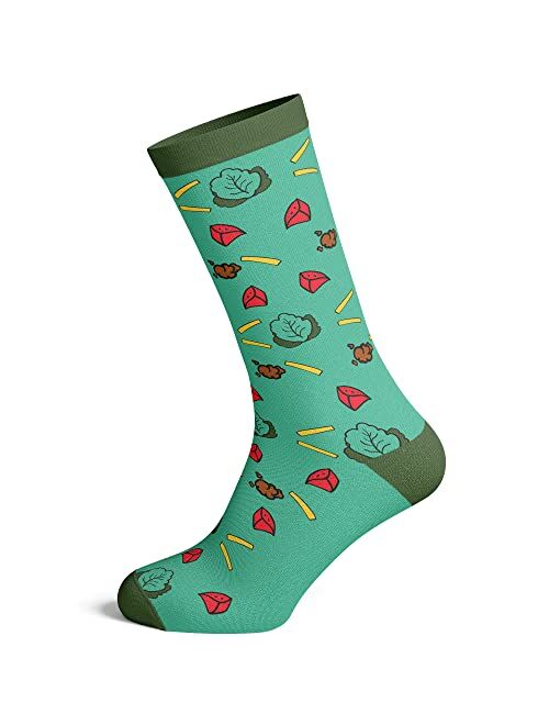 Crazy Dog T-Shirts Fitness Taco Sock Funny Cute And Humor Sarcastic Graphic Cool Crazy Footwear (Green) - Mens (7-12)