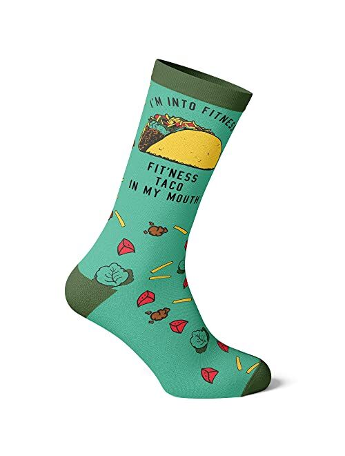 Crazy Dog T-Shirts Fitness Taco Sock Funny Cute And Humor Sarcastic Graphic Cool Crazy Footwear (Green) - Mens (7-12)