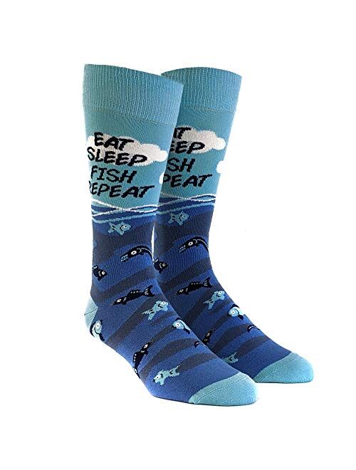 Crazy Dog T-Shirts Mens Eat Sleep Fish Repeat Socks Funny Cool Novelty Fathers Day Fishing Crazy Gift Idea