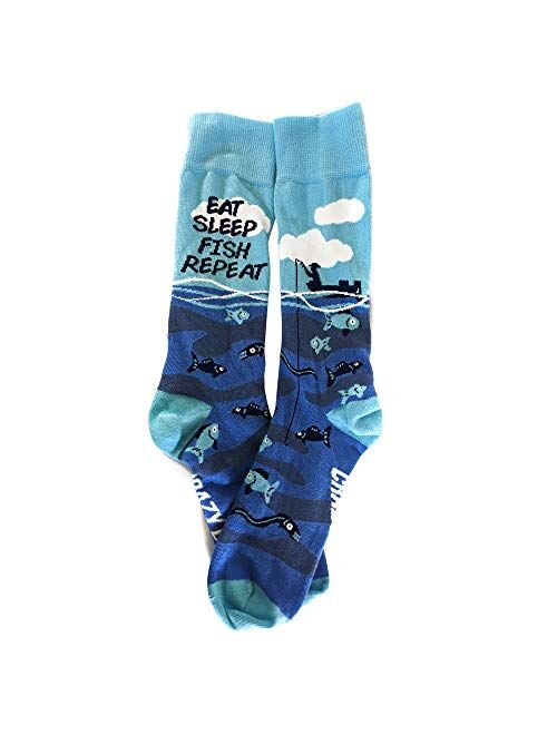 Crazy Dog T-Shirts Mens Eat Sleep Fish Repeat Socks Funny Cool Novelty Fathers Day Fishing Crazy Gift Idea