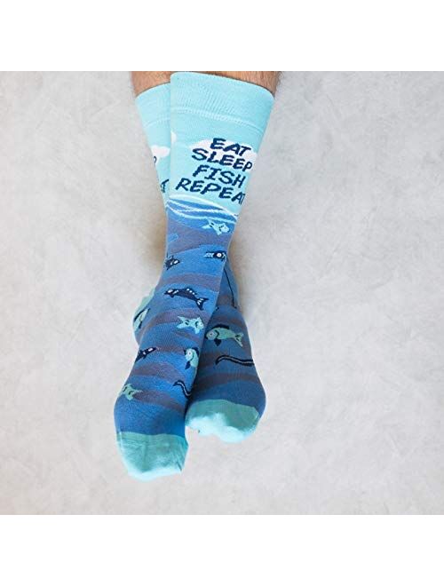 Crazy Dog T-Shirts Mens Eat Sleep Fish Repeat Socks Funny Cool Novelty Fathers Day Fishing Crazy Gift Idea