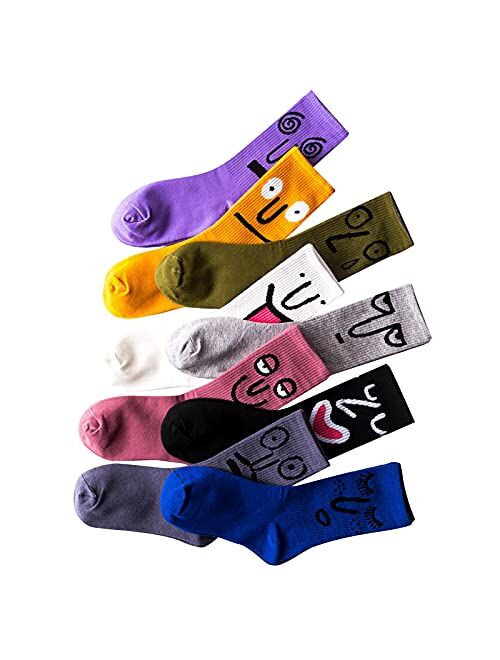 Soxury 9 Pairs Funny Crew Socks Colorful Combed Cotton Fun Personality Expression Fashion Emotions Socks