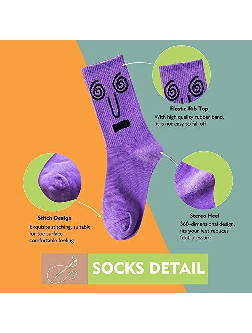 Soxury 9 Pairs Funny Crew Socks Colorful Combed Cotton Fun Personality Expression Fashion Emotions Socks