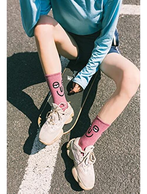 Soxury 9 Pairs Funny Crew Socks Colorful Combed Cotton Fun Personality Expression Fashion Emotions Socks