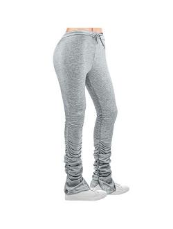 BQTQ Women Stacked Leggings Pants High Waist Stacked Sweatpants with Drawstring