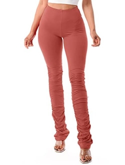 MEGLIO Stacked Leggings for Women- Comfortable, Stretchable, Lightweight, with Elastic Band, for Yoga, Gym, Made in USA