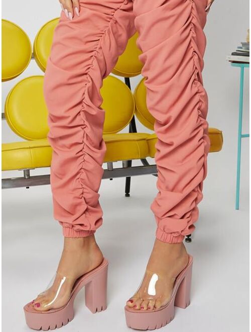 SHEIN Solid Stacked Jogger Pants