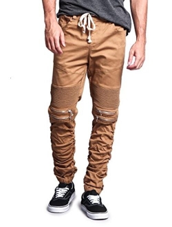 Victorious Zipper Knee Biker Twill Jogger Pants