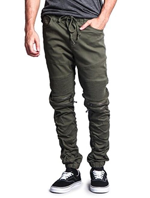 Victorious Zipper Knee Biker Twill Jogger Pants