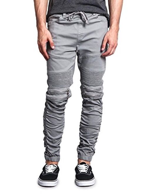 Victorious Zipper Knee Biker Twill Jogger Pants