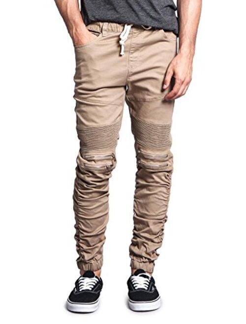 Victorious Zipper Knee Biker Twill Jogger Pants