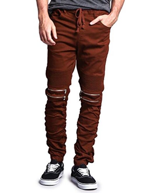 Victorious Zipper Knee Biker Twill Jogger Pants