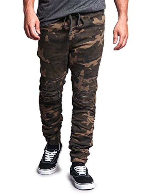 Victorious Zipper Knee Biker Twill Jogger Pants