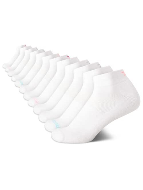 Reebok Women's Cushioned Comfort Breathable Quarter Cut Basic Socks (12 Pack)