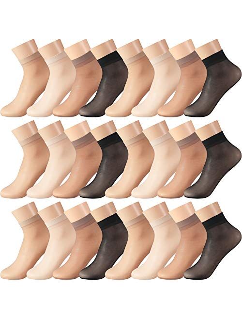 Geyoga 40 Pairs Women Sheer Nylon Socks Ankle High Sheer Socks Soft Silky Short Socks