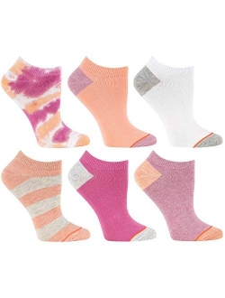Womens 6-Pair Pack Fashion Tie Dye and Stripe No Show Low Cut Ankle Sneaker Socks
