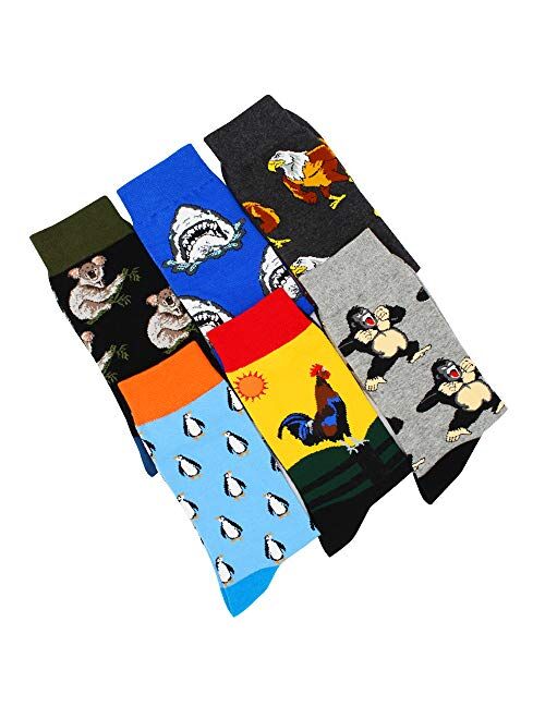 TOEJYJ Fun Mens dress Socks， Colorful Crazy Cool Funny Socks， Patterned Funky Novelty Socks Size 9-12