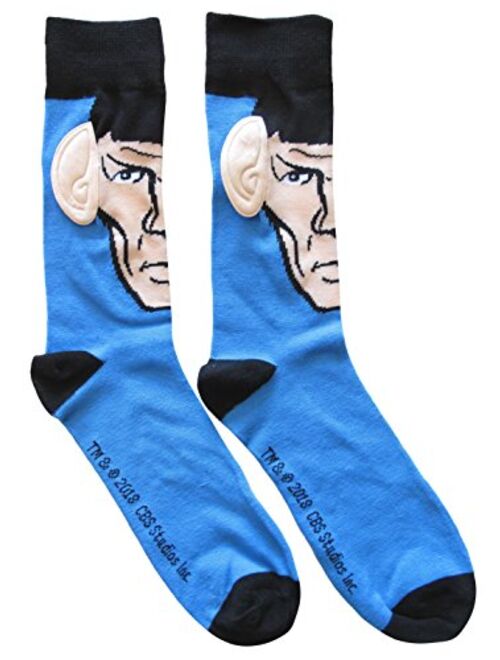 Star Trek Spock with Ears Crew Socks, Blue, Sock Size 10-13, Shoe Size 6-12