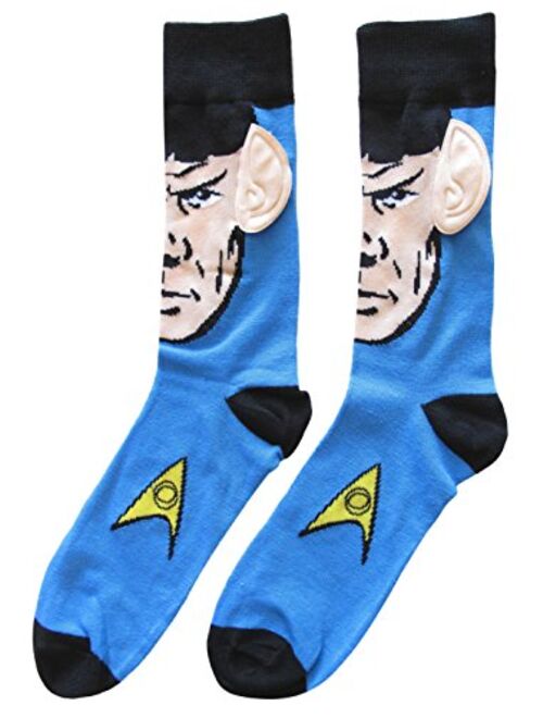 Star Trek Spock with Ears Crew Socks, Blue, Sock Size 10-13, Shoe Size 6-12