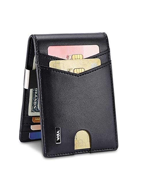 Guanzhi Mens Wallet Minimalist Wallet Credit slim Front Pocket RFID Blocking Card Holder with Money Clip and RFID Wallet Protection Slim Wallets Men Gifts (Matte Black)